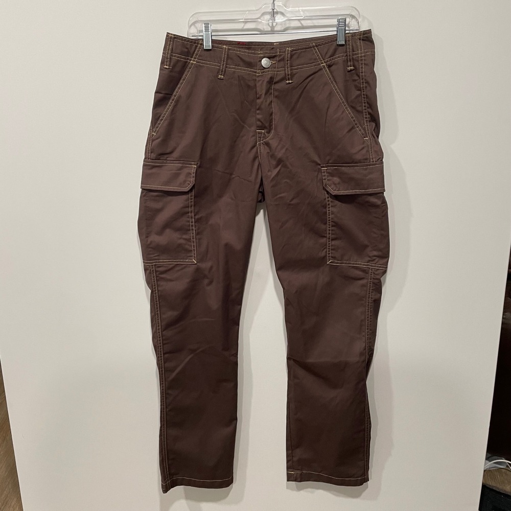 True Religion Mens Bracken Brown Cargo‎ Pants Contrast Stitch Straight Size 30